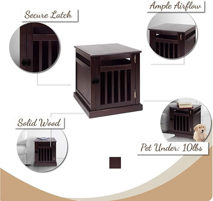 Casual Home Chappy Wood Slats Pet Crate 19.5"W x 22.5"D x 22.5"H, Espresso