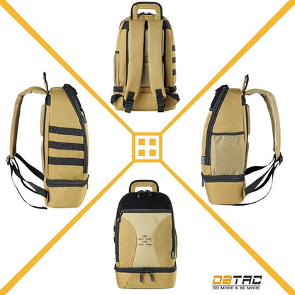 DBTAC Tactical Pet Travel Bag Small | Compact Pet Supplies Backpack for Small Dogs Cats Road Trip Outdoor Travel w/Insulated Pocket & 1x Lined Food Carrier, Tan