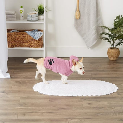 Bone Dry Pet Robe Collection, Embroidered Absorbent Microfiber Bath Robe with Adjustable Closure, for Dogs & Cats, X-Small, Rose