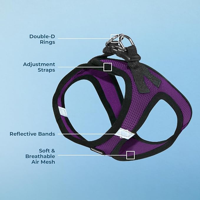 Voyager Step-in Air Dog Harness - All Weather Mesh Step in Vest Harness for Small and Medium Dogs and Cats by Best Pet Supplies - Harness (Purple/Black Trim), L (Chest: 18-20.5")