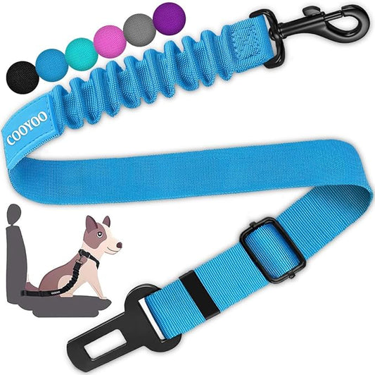 COOYOO Dog Seat Belt,Retractable Dog Car Harness Seat Belt for Car Adjustable Nylon Pet Safety Seat Belts Heavy Duty & Elastic Bungee Buffer