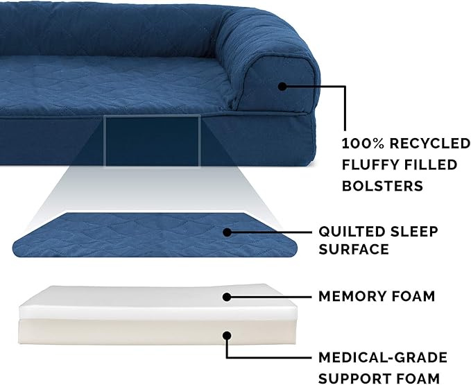 Furhaven Memory Foam Dog Bed for Large Dogs w/ Removable Bolsters & Washable Cover 95 lbs