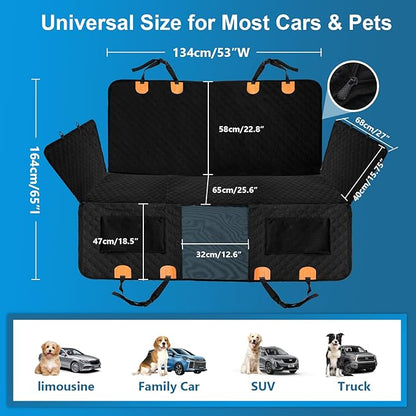 Dog Car Seat Cover for Back Seat with Hard Bottom