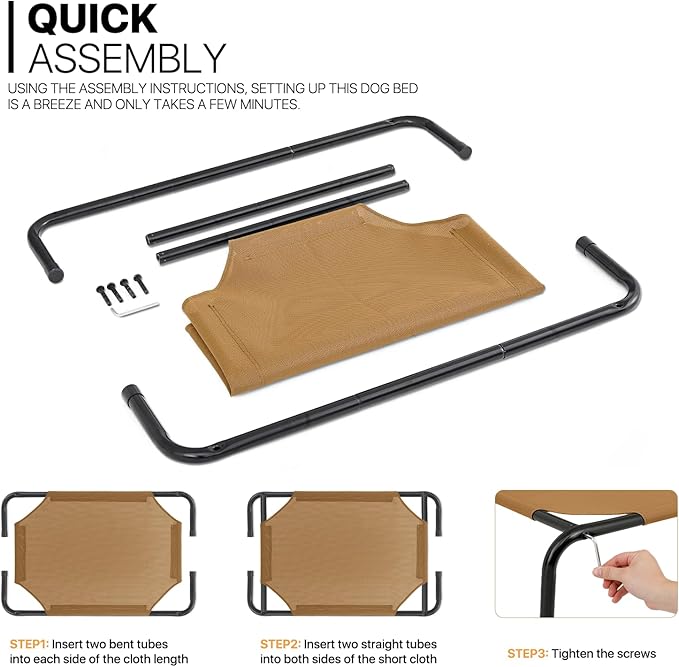 MoNiBloom Elevated Dog Bed Cooling Raised Ped Bed Portable Dog Cot for Camping or Beach 35 Inches