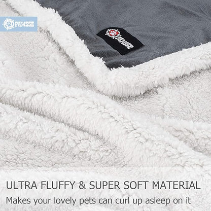 Puppy Blanket, Super Soft Sherpa Dog Blankets and Throws Cat Fleece Sleeping Mat for Pet Small Animals 45x30 Grey