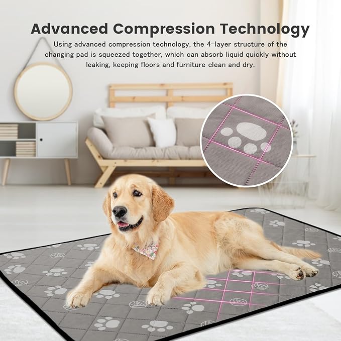 MRSCOZ Non Slip Washable Pee Pads for Dogs 2 Pack 40"x28",Ultra-Absorbent and