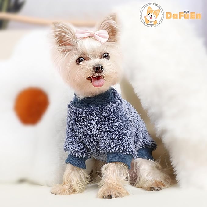 Dog Sweaters for Small Dogs Girl Boy Winter Puppy Sweater Clothes Fleece Warm Pet Outfit for Chihuahua Yorkie Teacup Cute Plain Cold Weather Dog Coat Cat Apparel Clothing (Small