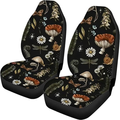 Mushroom Leaves Universal Car Seat Covers Full Set 4 Pieces