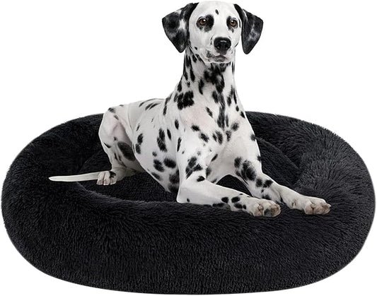 Coohom Oval Calming Donut Cuddler Dog Bed Bed(30"/36"/43") for (XL(36"x27"x7"), Dark