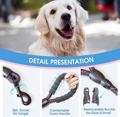 BAAPET 2/4/5/6 FT Dog Leash with Comfortable Padded Handle and Highly Reflective Threads for Small Medium and Large Dogs (5FT-1/2''