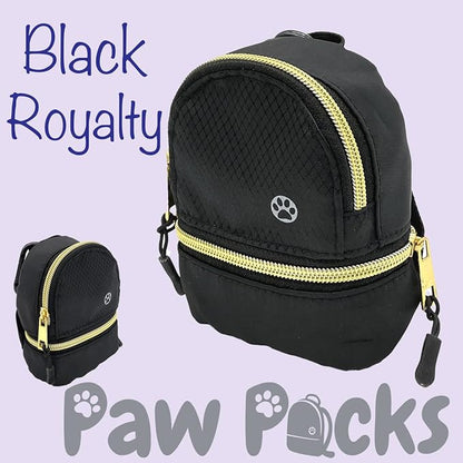 LLC Dog Backpack, Cat Backpack, Small Carrier | Clip on Harness or Leash, Fun Pet Treat Holder, Toy Bag, or Waste Dispenser | Dog Treat Training Pouch (Black Royalty)