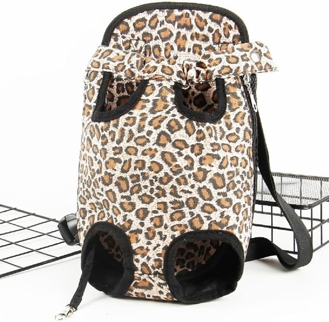 Cat Carrier Backpack, Carrier for Small Dogs Cats Sling Backpack Travel Bag, Pet Backpack Bag for Hiking Travel Camping Outdoor Hold Pets Up to 15 Lbs (Color : Leopard, Size : Large)