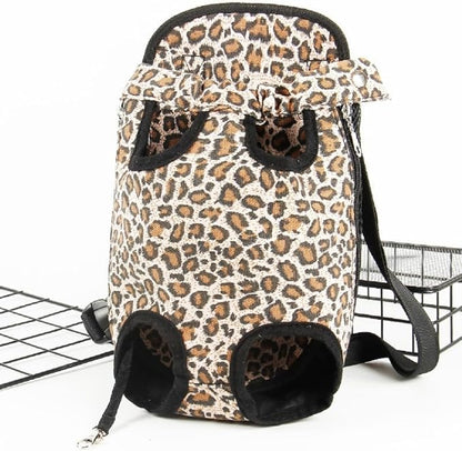 Cat Carrier Backpack, Carrier for Small Dogs Cats Sling Backpack Travel Bag, Pet Backpack Bag for Hiking Travel Camping Outdoor Hold Pets Up to 15 Lbs (Color : Leopard, Size : Medium)