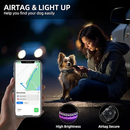 LED AirTag Dog Collar IP67 Waterproof 1,600 Feet