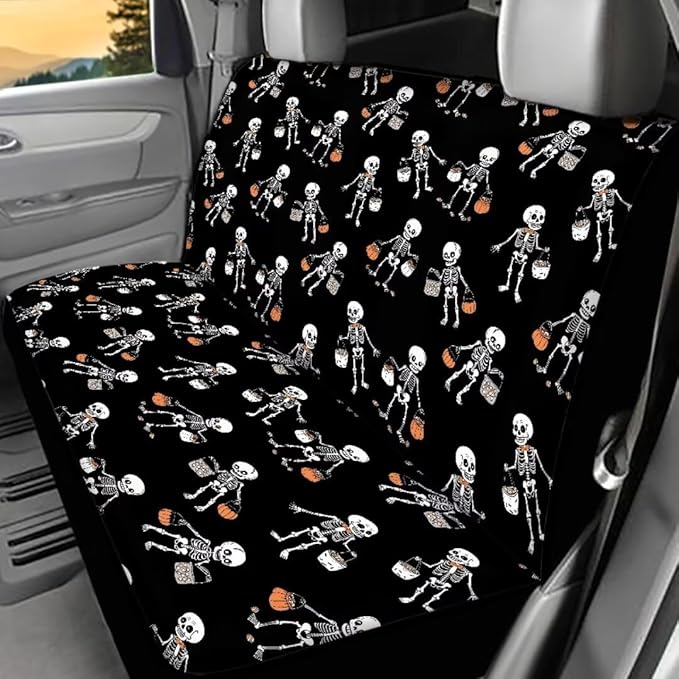 Skull Pumpkin Bag Car Seat Covers Rear Bench