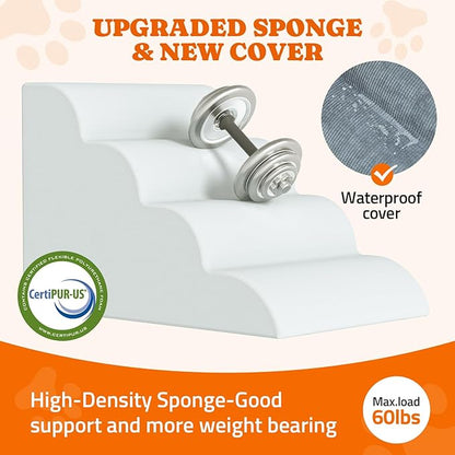 Dog Stairs for Small Dogs: Pawtners 4 Steps 16" Tall Dog Ramp for Bed