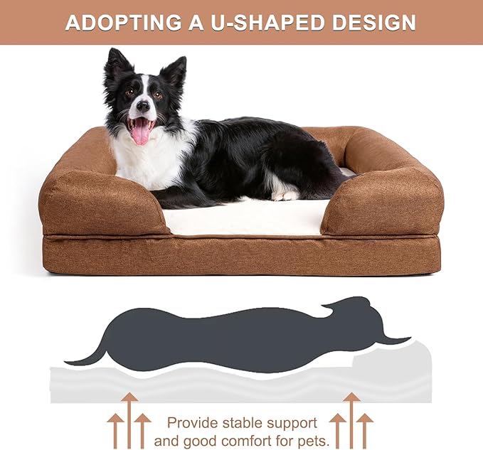 25"x20"x7" Orthopedic Heavy Dog Beds for Large Dogs with Soft Bolster