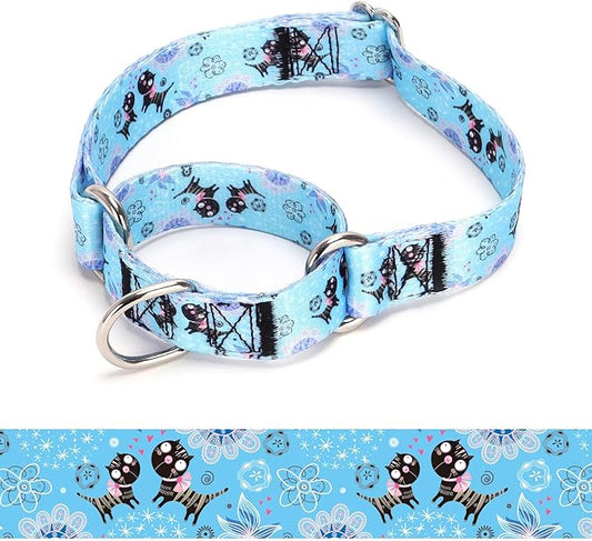 Martingale Dog Collars - Flower Multicolor Cute Patterns, Adjustable Nylon Training Dog Collar Suitable for Boy and Girl Dogs Medium Large Dogs (20, M)