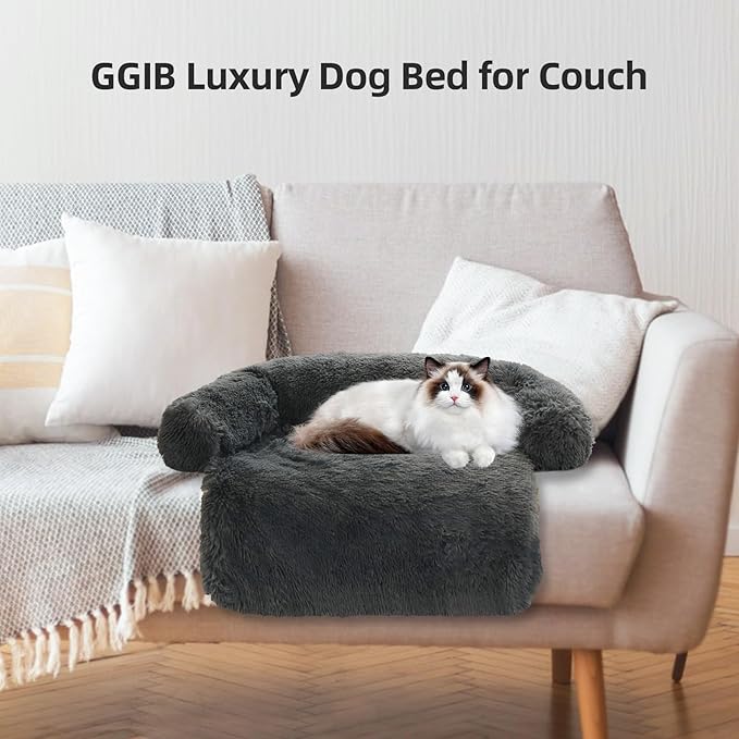 Calming Dog Bed Fluffy Plush Dog Mat for Furniture Protector with Removable Washable Cover for Large Medium Small Dogs and Cats (XS(31“x27.5”x5“)