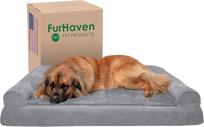 Furhaven Orthopedic Dog Bed for Large Dogs w/ Removable Bolsters & Washable Cover 125 lbs