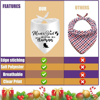 Mom&Dad are Getting Me a Human Dog Bandanas, Pregnancy Announcement Dog Bandanas, Pregnancy Reveal Ideas, Gender Reveal Photo Prop Pet Scarf Accessories (White)