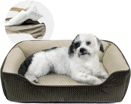 Miguel Medium Small Dog Bed with Washable Removable Cover 25 Inches