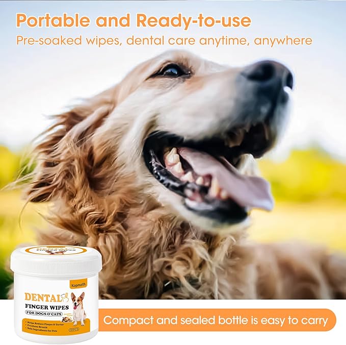 Teeth Cleaning Finger Wipes for Dogs & Cats 100 Count,
