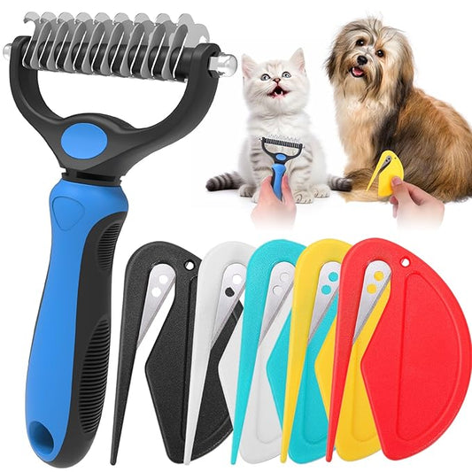 XANGNIER Pet Grooming Brush and Knotting Comb Tools,2024 Multifunctional Pet Shedding Comb for Removing Tangled and Loose Hair,Dematting Deshedding Undercoat Rake for Dogs/Cats Grooming Supplies,6 Pcs