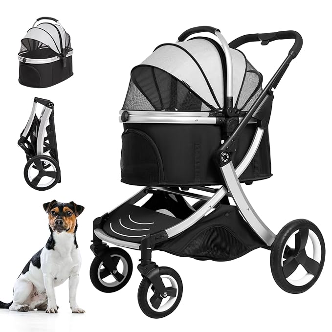 Pet Stroller for middle dogs zipperless with cat
