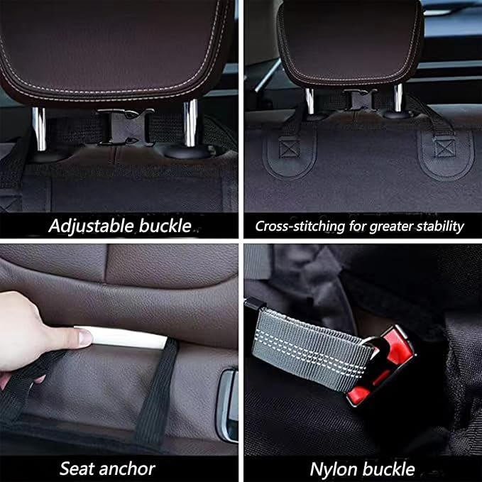 Car Backseat Pet Seat Cover with Seat Retainer and Velcro Cord