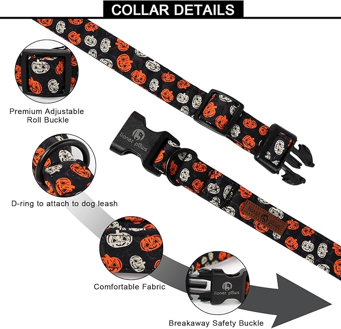 Lionet Paws Black Dogs Collar Halloween 10-16 inches