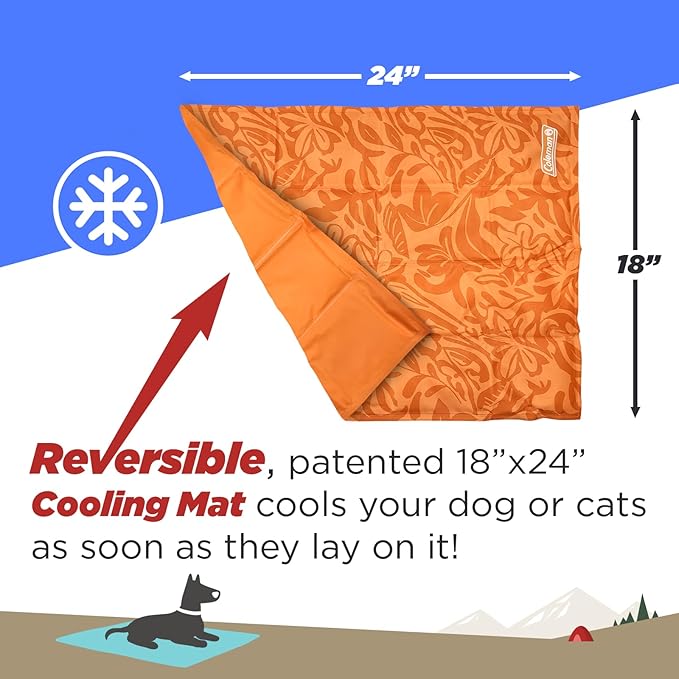 Coleman Small Coral Botanical Pattern Reversible Cooling Mat 18” x 24”