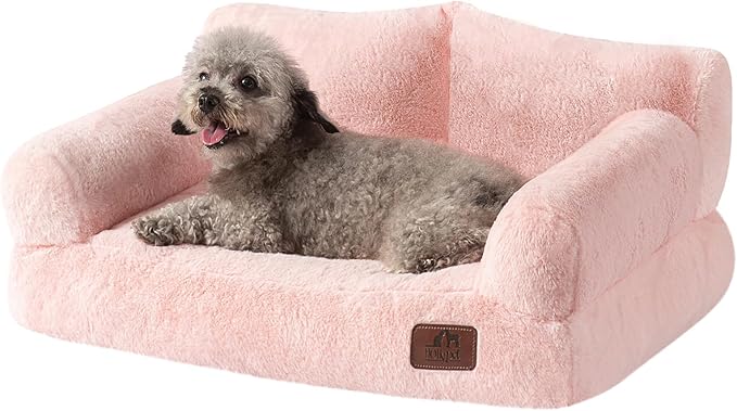 Hollypet Fluffy Plush Pet Sofa Soft Calming Pet Sofa Beds for Medium Small Cats and Dogs