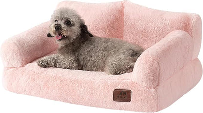 Hollypet Fluffy Plush Pet Sofa Soft Calming Pet Sofa Beds for Medium Small Cats and Dogs