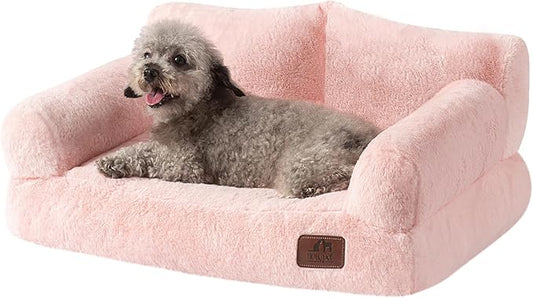 Hollypet Fluffy Plush Pet Sofa Soft Calming Pet Sofa Beds for Medium Small Cats and Dogs