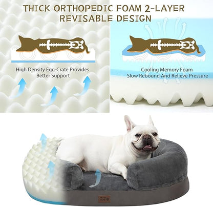 pettycare Orthopedic Dog Bed for Medium Dogs with Memory Foam 30” Dark