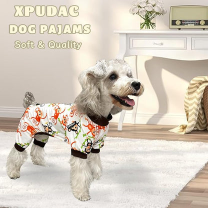 XPUDAC 4 Pack Dog Pajamas Soft Strechy Summer Dog Clothes for Small Medium Dogs Boy Girl Cat Apparel-X-Small