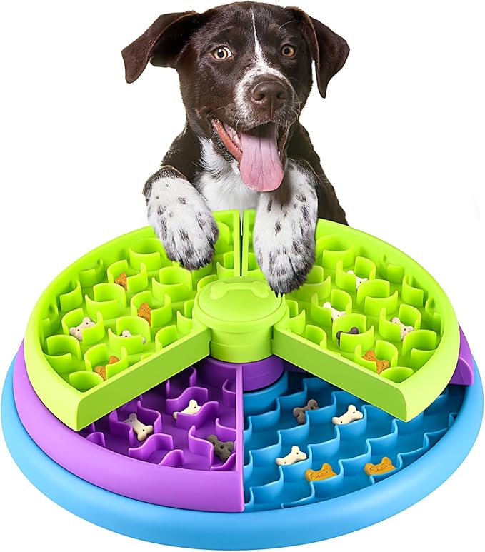 Slow Feeder Dog Bowls 3 Layers, Interactive Dog Puzzle Game, Dog Enrichment Toys, Anti-Slip Slow Eating Dog Bowl, Maze Dog Food Bowl, Anti-Choking Puzzle Feeder Dog Bowl for Dogs & Cats