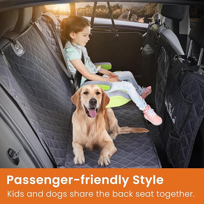 Dog Car Seat Cover for Back Seat Waterproof Backseat Cover for Dogs in Car Durable Nonslip Dog Hammock for Car Sedans 54" W 58" L