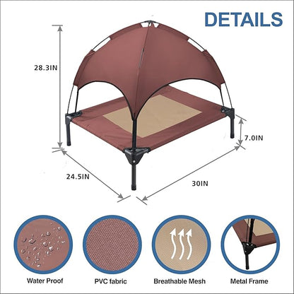 Small Elevated Dog Bed with Canopy 30IN Outdoor
