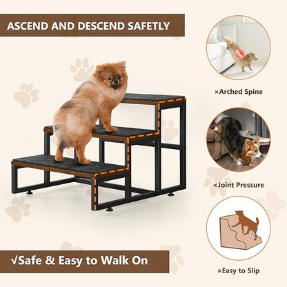 Dog Stairs for Small Dogs 3 Steps Pet Stairs Dog Stairs Steps for Couches High Beds 100lbs