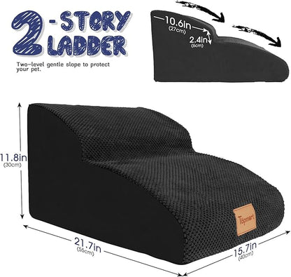 Topmart High Density Extended Foam Dog Ramp&Steps 2 Tiers 11.8" High,Non-Slip