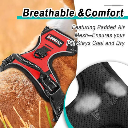 BARKBAY Dog Harness No Pull for Large Dogs - Adjustable, Reflective, Comfortable, No Choke, Heavy-Duty - Perfect for Outdoor Training, Walking, and Hiking - Strong & Durable - XL & Red