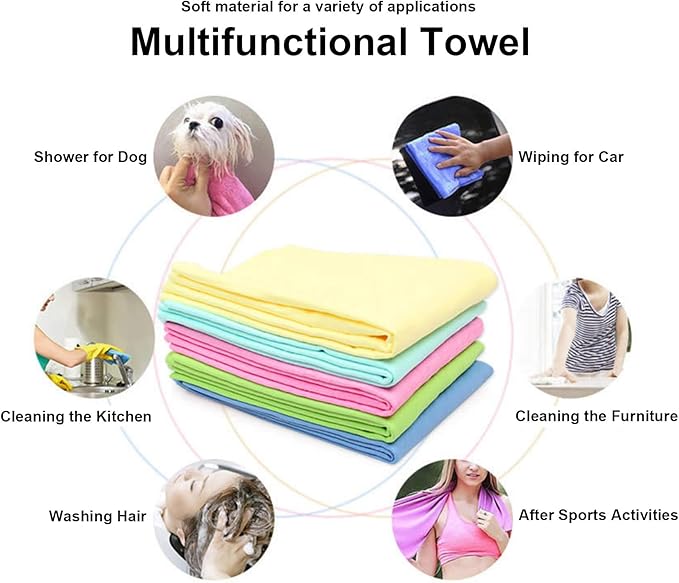 GabeFish Super Absorbent Shammy Dog Towels Quick Dry Eco-Friendly Soft Multifunctional Pets Cats Towel Packs Large 3PC