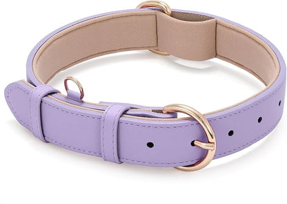 WHIPPY Soft Padded Leather Dog Collar for Small Medium Large Dogs Heavy Duty Dog Collar with Adjustable Rust-Proof Metal Hardware