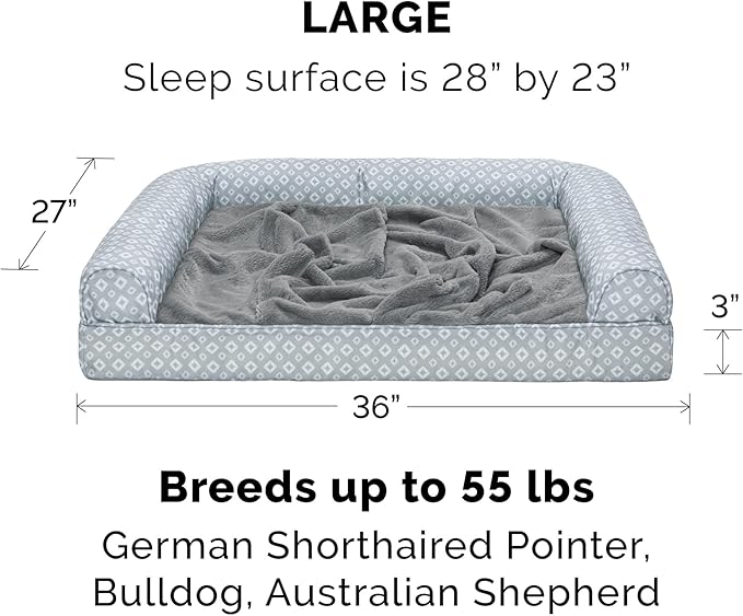 Furhaven Replacement Dog Bed Cover Plush & Diamond Print Nest Top Sofa-Style