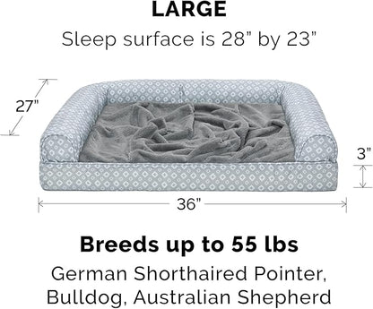 Furhaven Replacement Dog Bed Cover Plush & Diamond Print Nest Top Sofa-Style