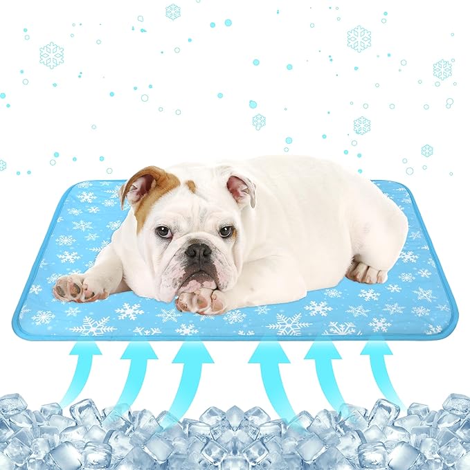 DELIFUR Cat Cooling Mat- Pet Cooling Mat Outdoor for Dogs Self Cooling Pad for Kitten Cat Puppy Machine Washable (Medium