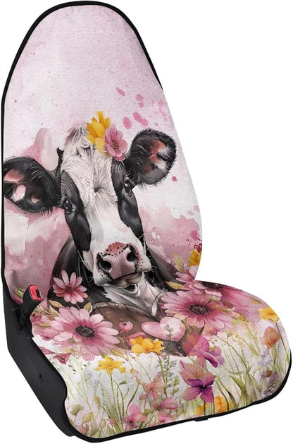 Pink Cow Waterproof Towel Car Seat Cover Anti-Slip Bucket Seat Protector Washable Car Accessories Decro from Sweat, Food, Dirt, Gym, Swimming, Workout and Grime