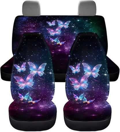 Glowing Butterfly Car Seat Cover Set Front and
